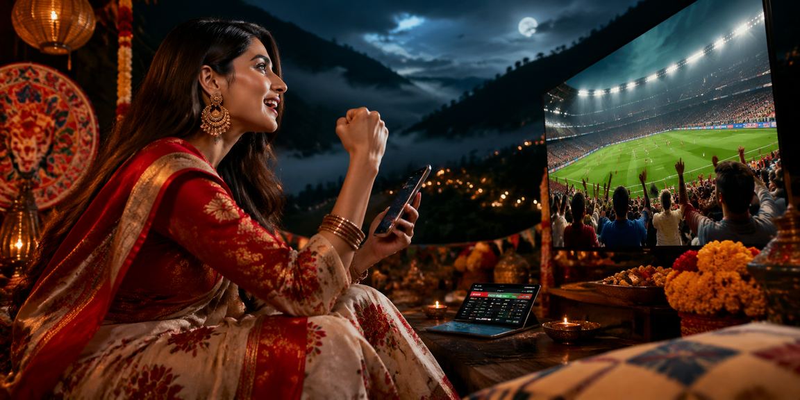 বান্দরবানে পহেলা বৈশাখ উৎসবে একজন তরুণী মোবাইলে খেলাধুলার বাজি উপভোগ করছেন