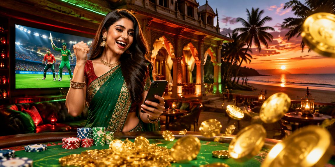সেন্ট মার্টিন দ্বীপে লাল-সবুজ পোশাকে একজন ক্রিকেট অনুরাগী মোবাইলে বেটিং করছেন