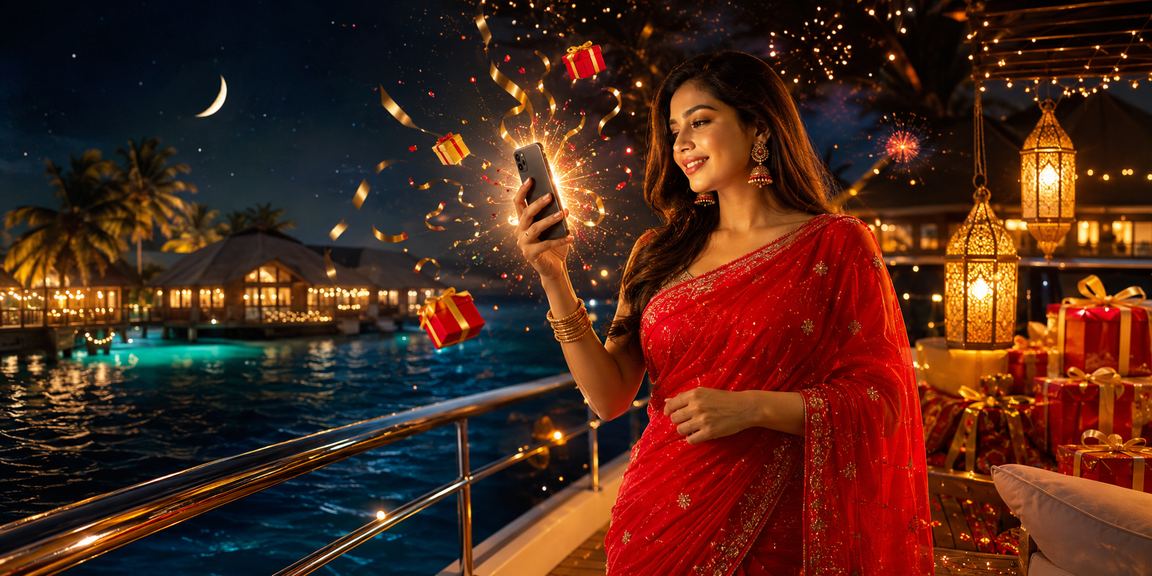 সেন্ট মার্টিনের সমুদ্র সৈকতে একজন তরুণী মোবাইলে হাই রোলার গেম উপভোগ করছেন